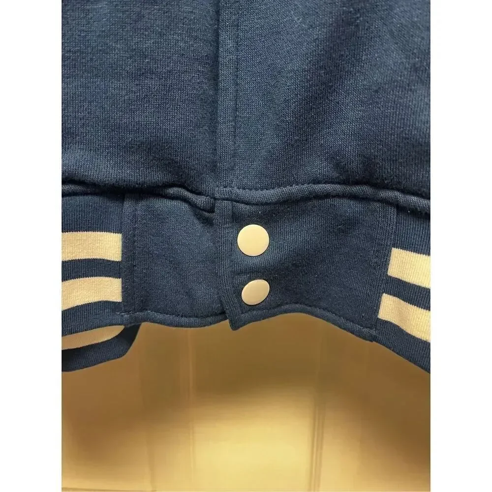 True Religion Navy Embroidered Insignia Varsity Jacket sz L NWT